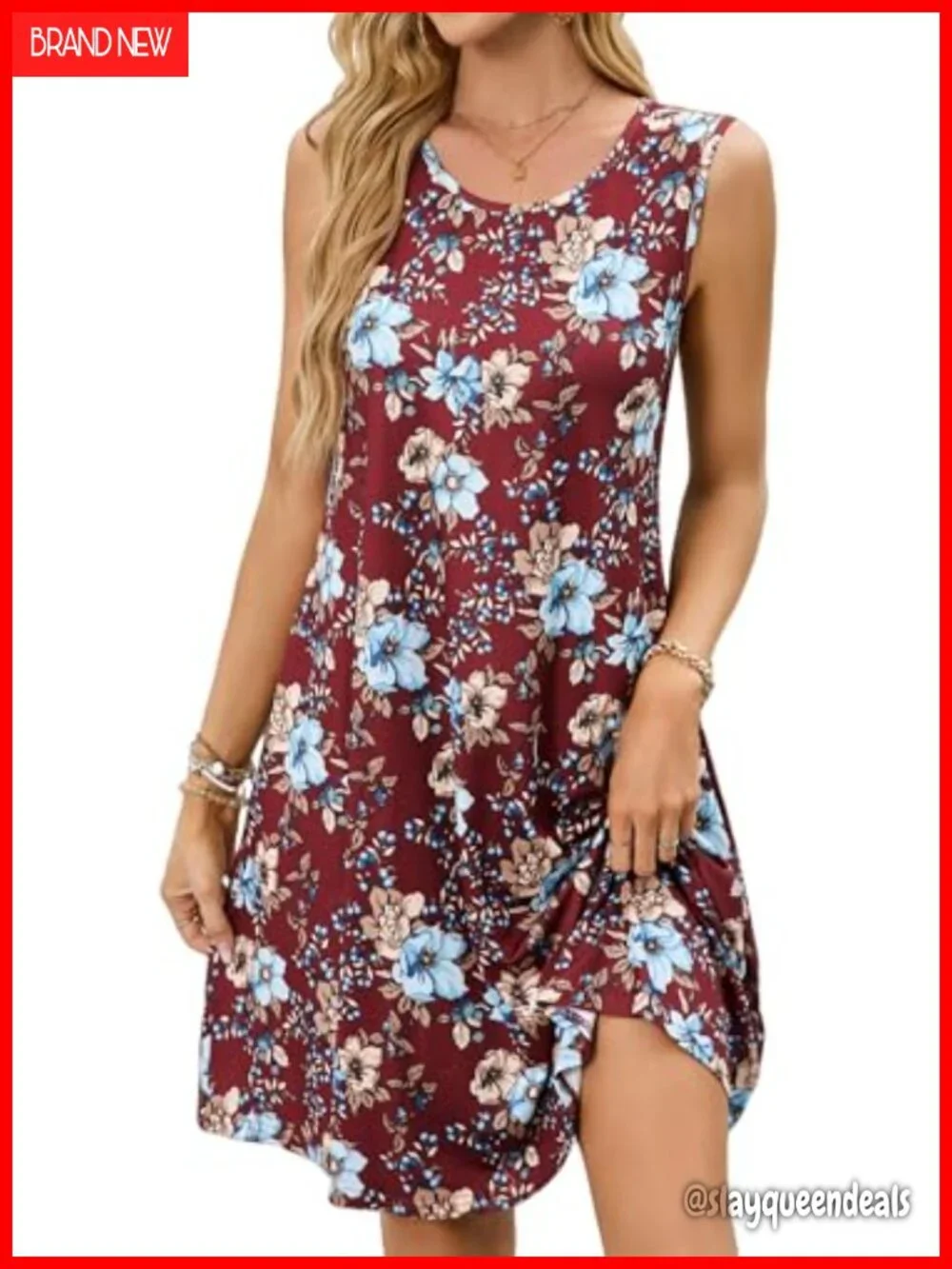 Sleeveless Swing Dress with Pockets Casual Summer Sundress